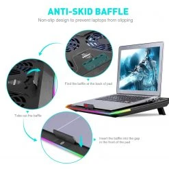 Computer HAVIT F2073 Gaming Laptop Cooling Pad For 15.6-17 Inch Laptop With RGB Backlight & Touch Control