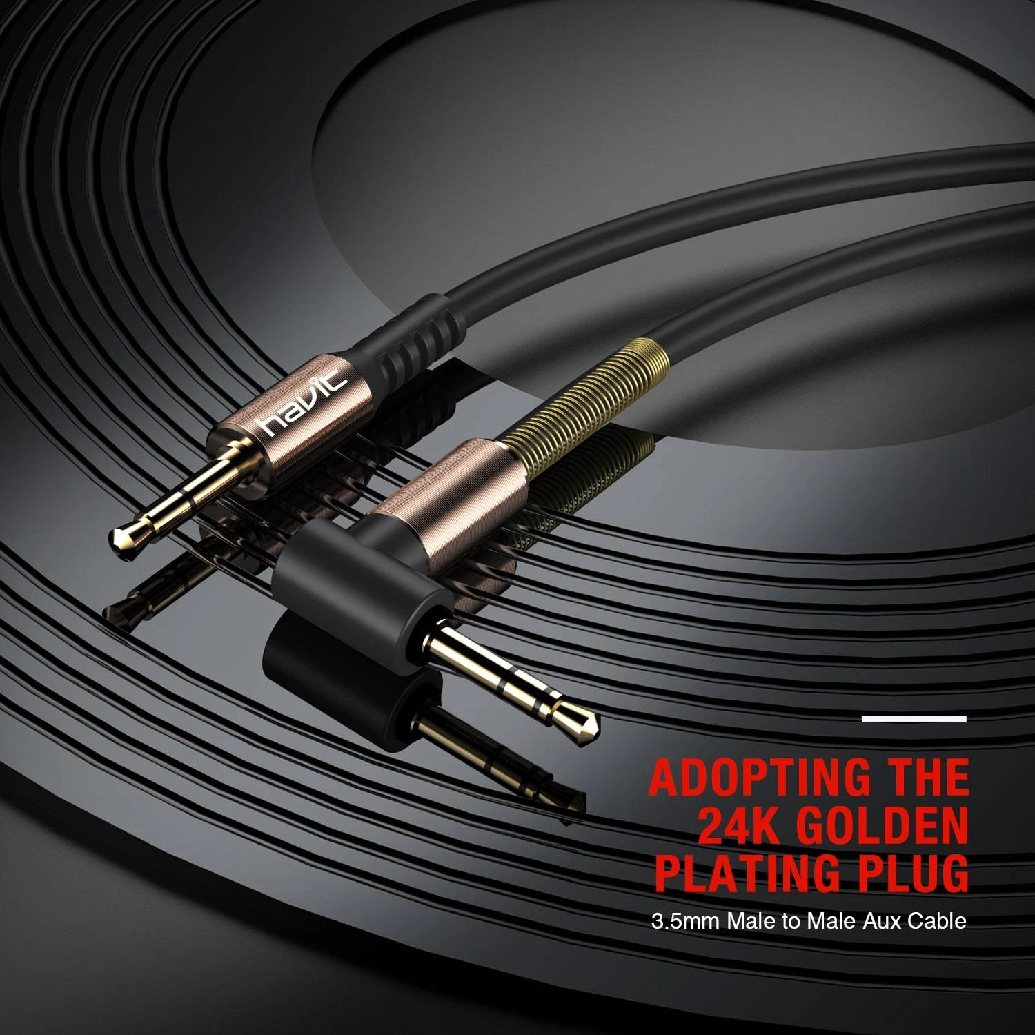 HAVIT HV-CB619X 3.5mm Male Jack To Male Stereo Coiled Aux Cable Mobile 8 HAVIT HV-CB619X 3.5mm Male Jack To Male Stereo Coiled Aux Cable Mobile