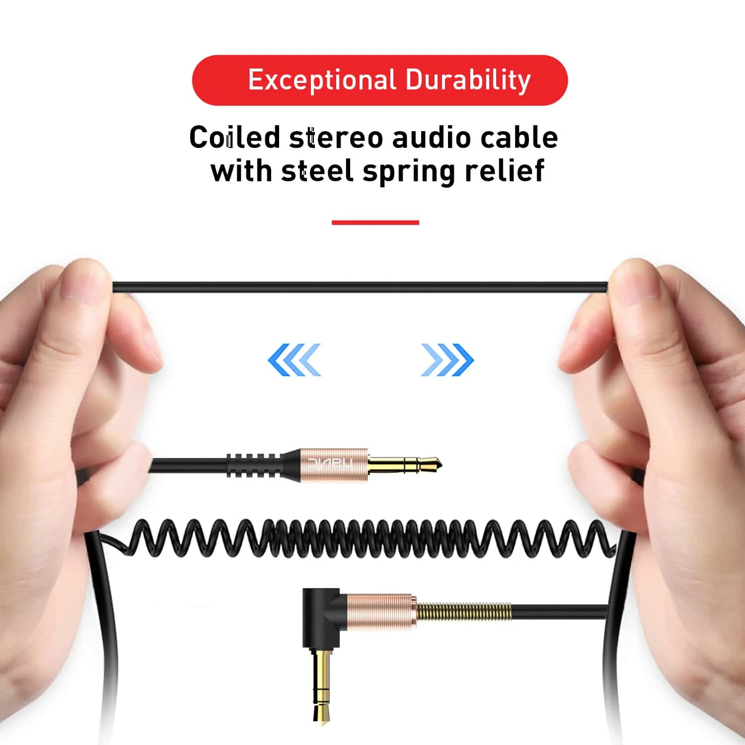 HAVIT HV-CB619X 3.5mm Male Jack To Male Stereo Coiled Aux Cable Mobile 3 HAVIT HV-CB619X 3.5mm Male Jack To Male Stereo Coiled Aux Cable Mobile