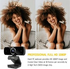 HAVIT C1096 1080P HD Webcam With Built-In Mic & Tripod 17 HAVIT C1096 1080P HD Webcam With Built-In Mic & Tripod