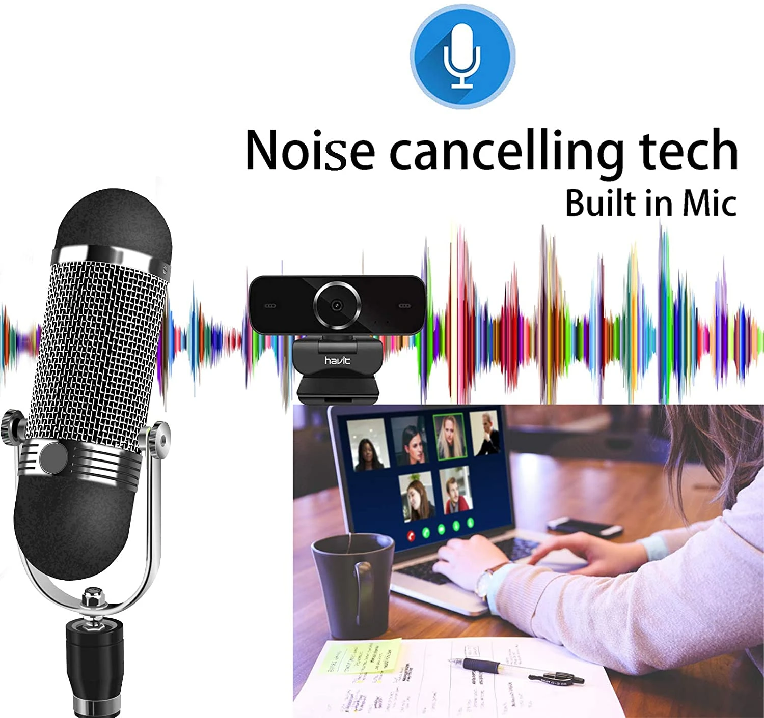 HAVIT C1096 1080P HD Webcam With Built-In Mic & Tripod 6 HAVIT C1096 1080P HD Webcam With Built-In Mic & Tripod