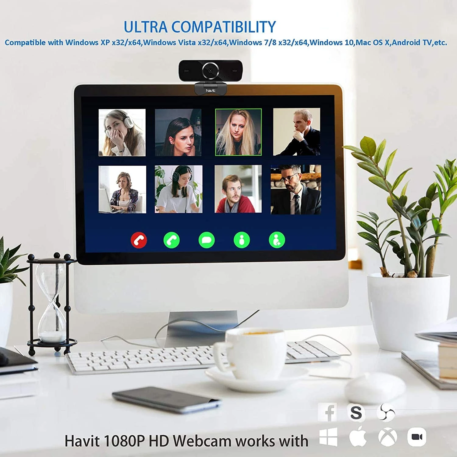 HAVIT C1096 1080P HD Webcam With Built-In Mic & Tripod 3 HAVIT C1096 1080P HD Webcam With Built-In Mic & Tripod