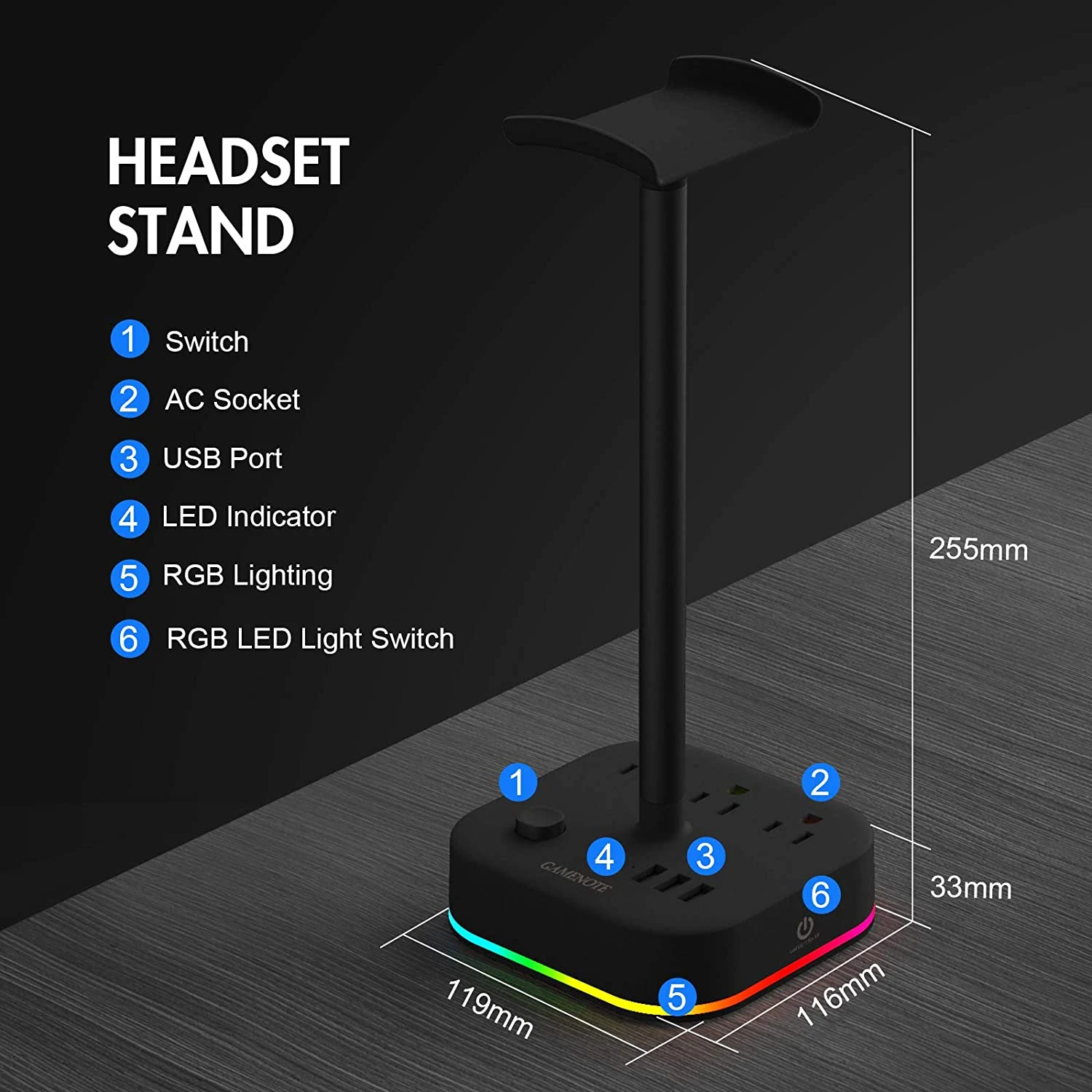 HAVIT DPM05 RGB Headset Stand With 3 USB Charging Ports & 3 Power Outlets Gaming 7 HAVIT DPM05 RGB Headset Stand With 3 USB Charging Ports & 3 Power Outlets Gaming