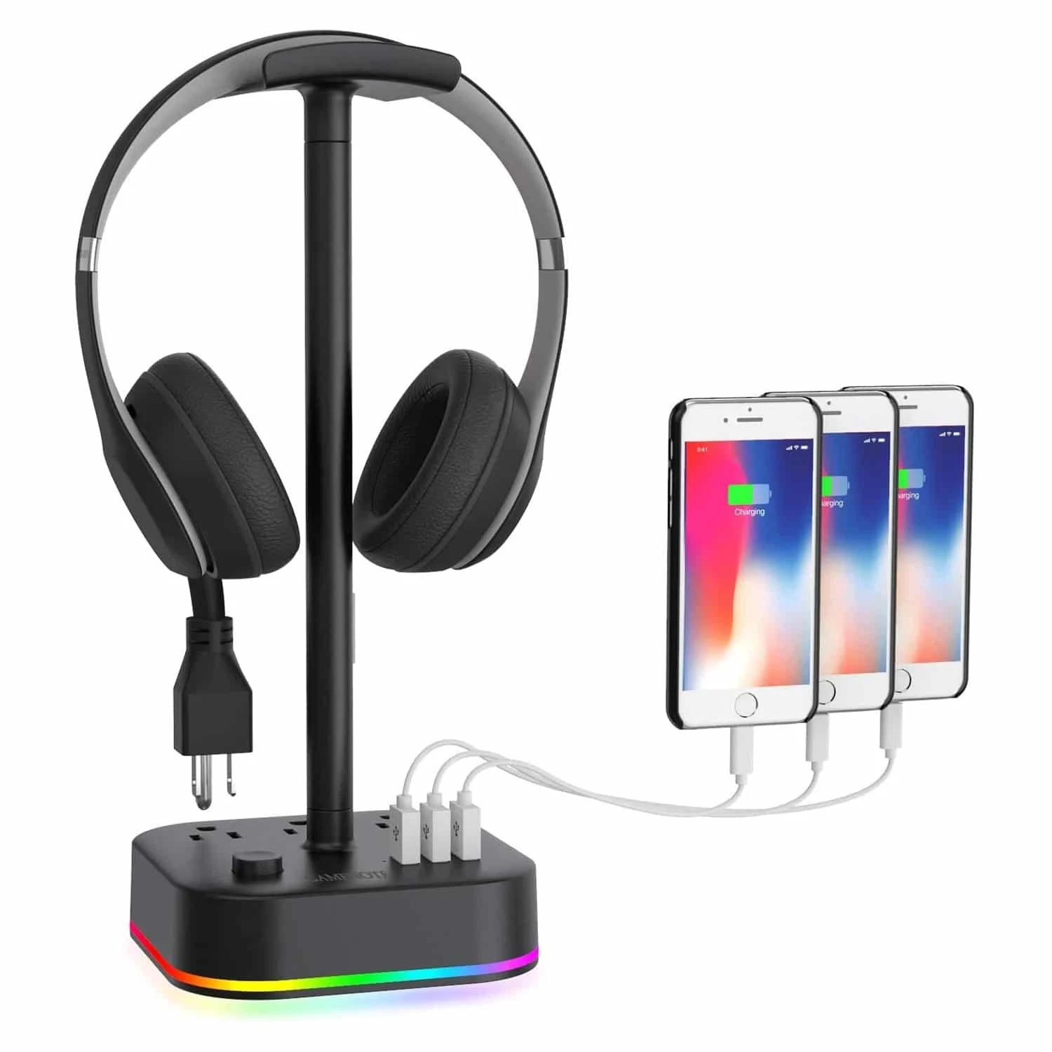 HAVIT DPM05 RGB Headset Stand With 3 USB Charging Ports & 3 Power Outlets Gaming 1 HAVIT DPM05 RGB Headset Stand With 3 USB Charging Ports & 3 Power Outlets Gaming