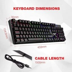 HAVIT HV-KB432L LED Gaming Mechanical Keyboard With Red Switches For PC Gamers And Work