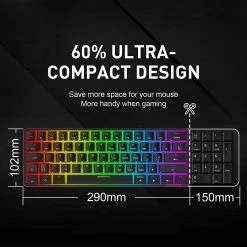 HAVIT KB255GCM Wireless 60% Mechanical Keyboard With 61 Keys, Rainbow Backlit, Bluetooth 5.0 / Wired Modes Gaming 16 HAVIT KB255GCM Wireless 60% Mechanical Keyboard With 61 Keys, Rainbow Backlit, Bluetooth 5.0 / Wired Modes Gaming