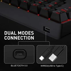 HAVIT KB255GCM Wireless 60% Mechanical Keyboard With 61 Keys, Rainbow Backlit, Bluetooth 5.0 / Wired Modes Gaming 14 HAVIT KB255GCM Wireless 60% Mechanical Keyboard With 61 Keys, Rainbow Backlit, Bluetooth 5.0 / Wired Modes Gaming