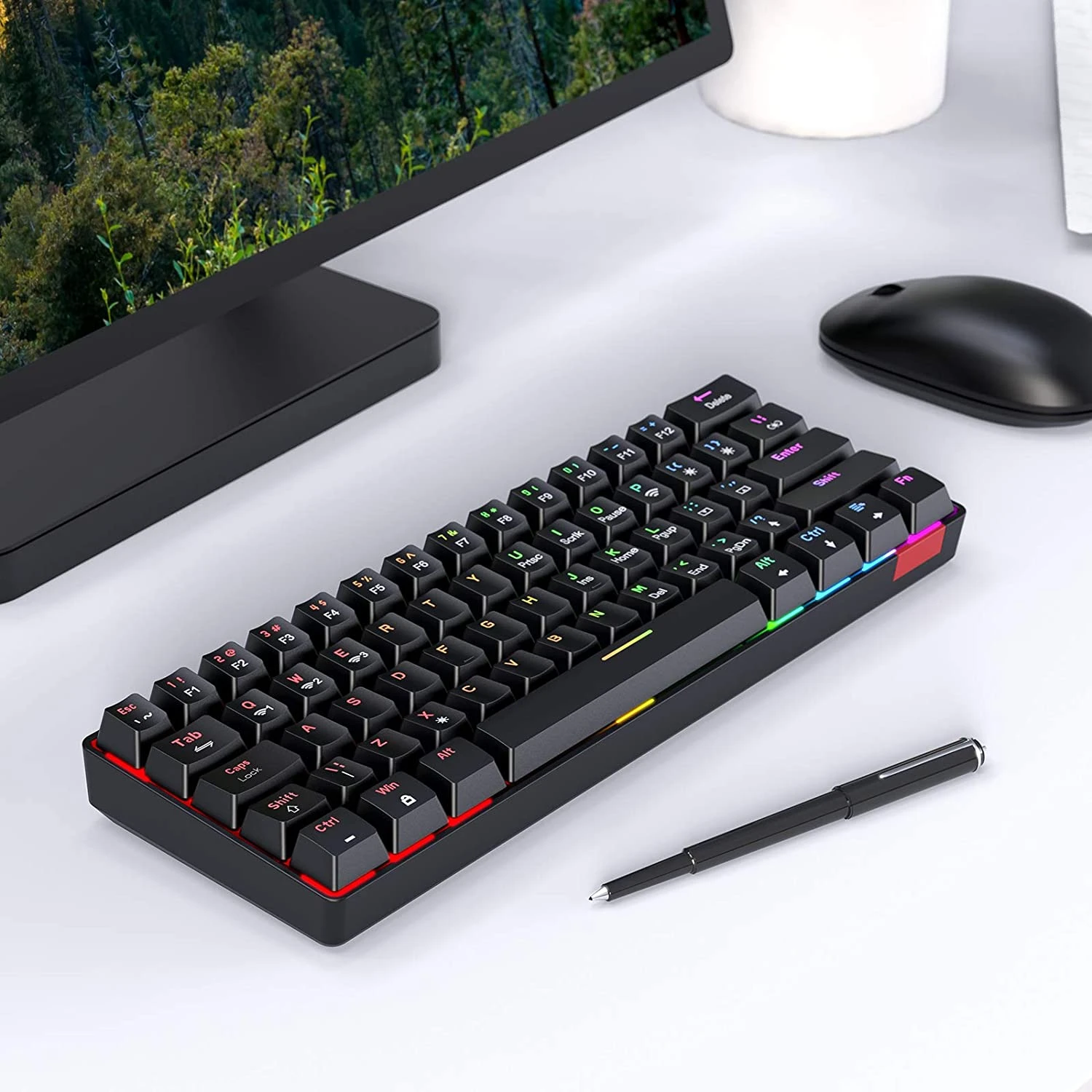 HAVIT KB255GCM Wireless 60% Mechanical Keyboard With 61 Keys, Rainbow Backlit, Bluetooth 5.0 / Wired Modes Gaming 2 HAVIT KB255GCM Wireless 60% Mechanical Keyboard With 61 Keys, Rainbow Backlit, Bluetooth 5.0 / Wired Modes Gaming
