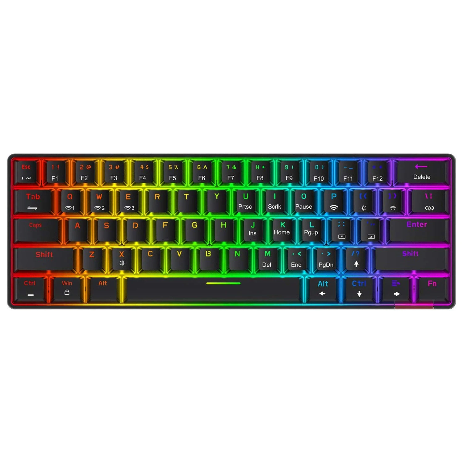 HAVIT KB255GCM Wireless 60% Mechanical Keyboard With 61 Keys, Rainbow Backlit, Bluetooth 5.0 / Wired Modes Gaming 9 HAVIT KB255GCM Wireless 60% Mechanical Keyboard With 61 Keys, Rainbow Backlit, Bluetooth 5.0 / Wired Modes Gaming