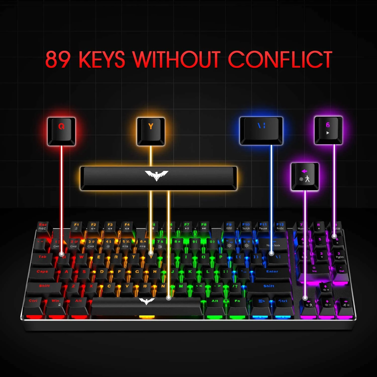 HAVIT KB486L 60% Gaming Mechanical Keyboard With 90 Keys Backlit Red Switch 10 HAVIT KB486L 60% Gaming Mechanical Keyboard With 90 Keys Backlit Red Switch