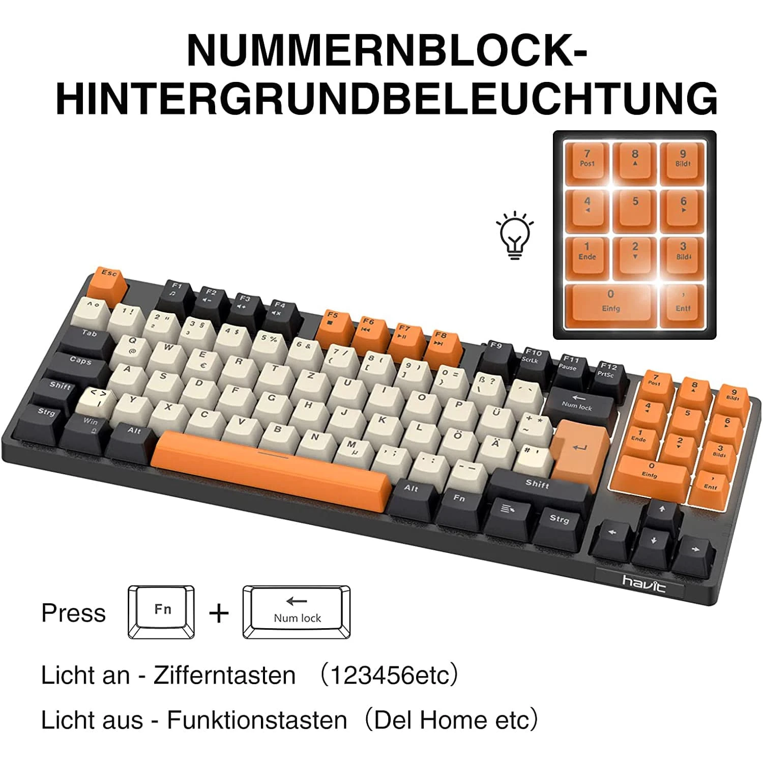 HAVIT KB487L TKL Mechanical Keyboard With 90 Keys PBT Keycaps 3 HAVIT KB487L TKL Mechanical Keyboard With 90 Keys PBT Keycaps