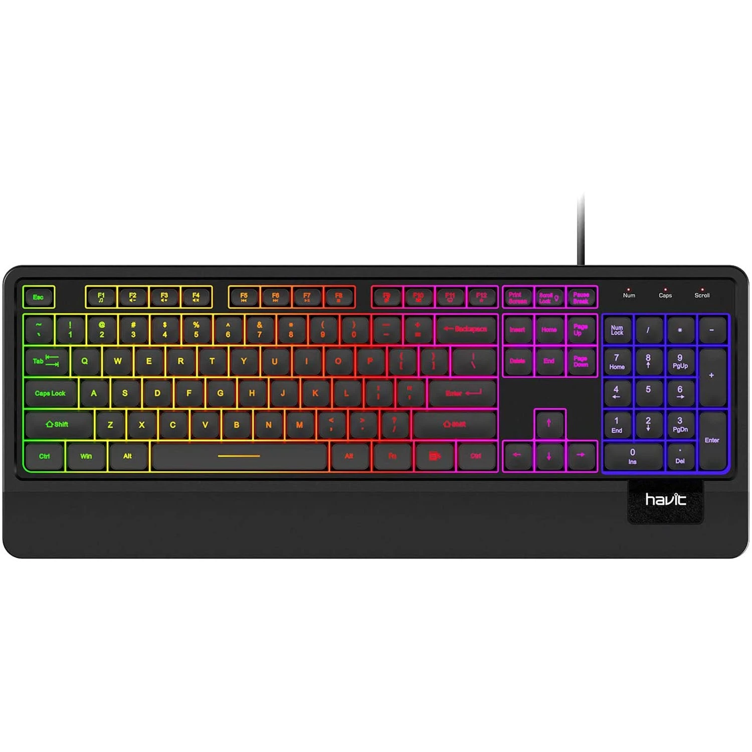 Gaming HAVIT KB488L Computer Keyboard 104 Keys With Rainbow Backlit & Wrist Rest 10 Gaming HAVIT KB488L Computer Keyboard 104 Keys With Rainbow Backlit & Wrist Rest