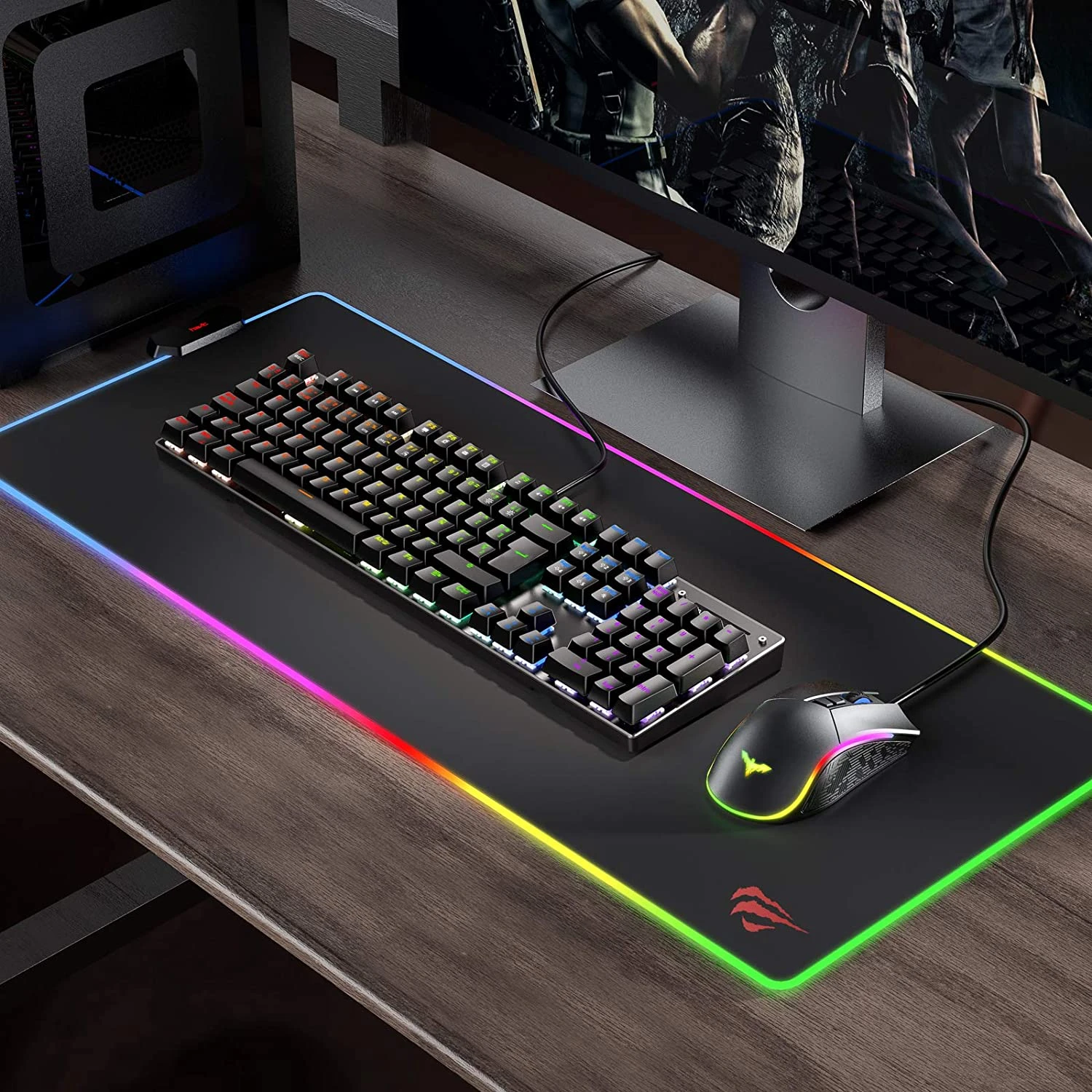 HAVIT KB511L RGB Mechanical Keyboard Mouse & Mouse Pad Combo 104 Keys With Detachable Wrist Rest 2 HAVIT KB511L RGB Mechanical Keyboard Mouse & Mouse Pad Combo 104 Keys With Detachable Wrist Rest