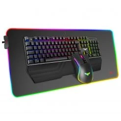 HAVIT KB511L RGB Mechanical Keyboard Mouse & Mouse Pad Combo 104 Keys With Detachable Wrist Rest