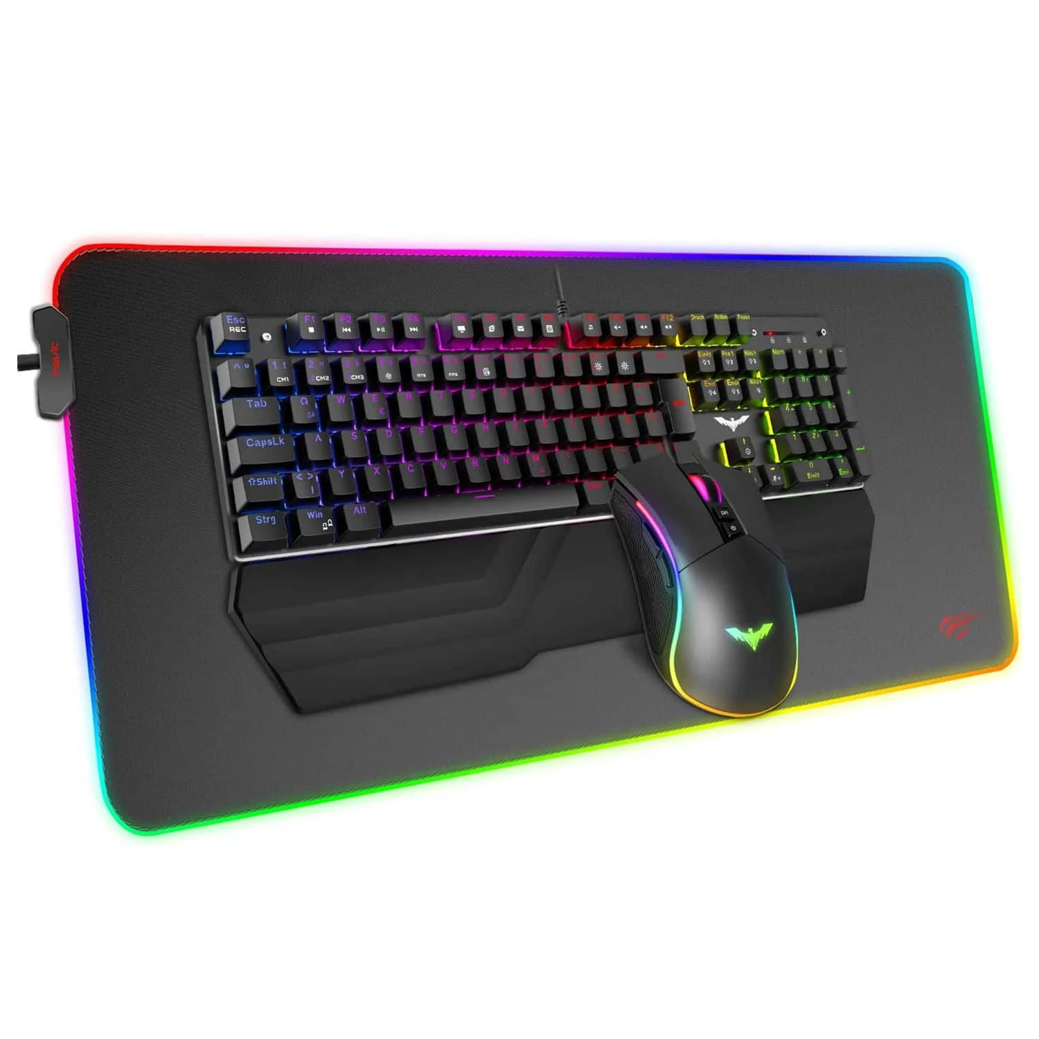 HAVIT KB511L RGB Mechanical Keyboard Mouse & Mouse Pad Combo 104 Keys With Detachable Wrist Rest 1 HAVIT KB511L RGB Mechanical Keyboard Mouse & Mouse Pad Combo 104 Keys With Detachable Wrist Rest