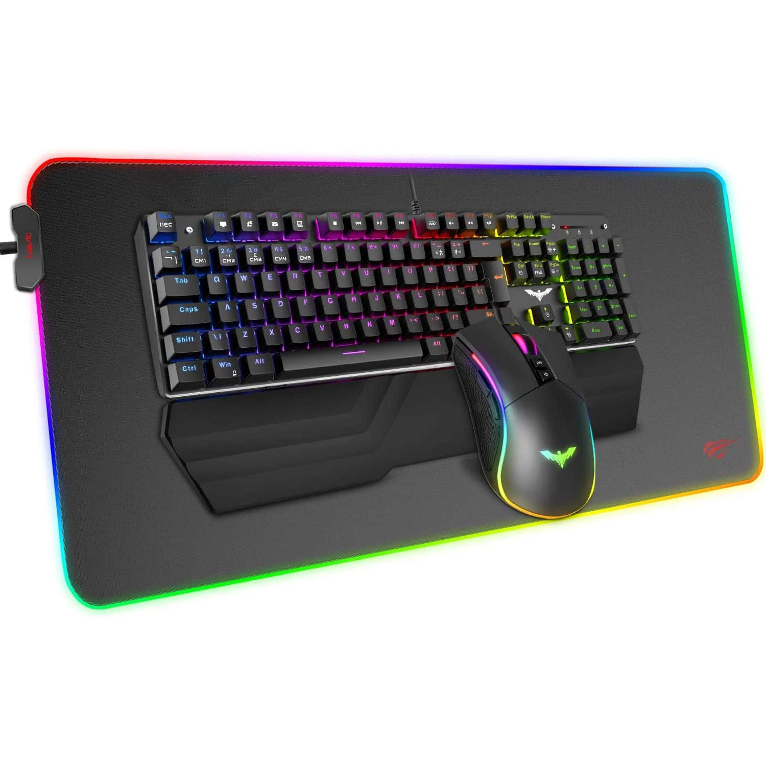 HAVIT KB511L RGB Mechanical Keyboard Mouse & Mouse Pad Combo 104 Keys With Detachable Wrist Rest 8 HAVIT KB511L RGB Mechanical Keyboard Mouse & Mouse Pad Combo 104 Keys With Detachable Wrist Rest