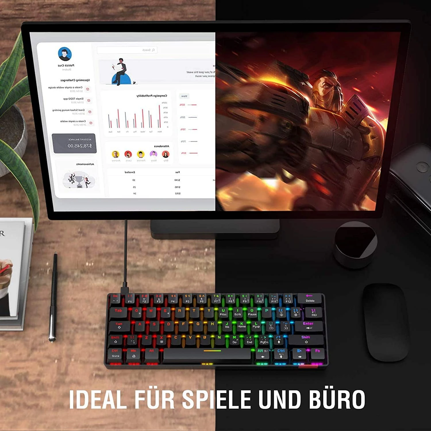 Gaming HAVIT KB611CM 60% Mechanical Keyboard & Programmable RGB Mouse Combo - 61 Keys Wired Type-C Backlit 10 Gaming HAVIT KB611CM 60% Mechanical Keyboard & Programmable RGB Mouse Combo - 61 Keys Wired Type-C Backlit