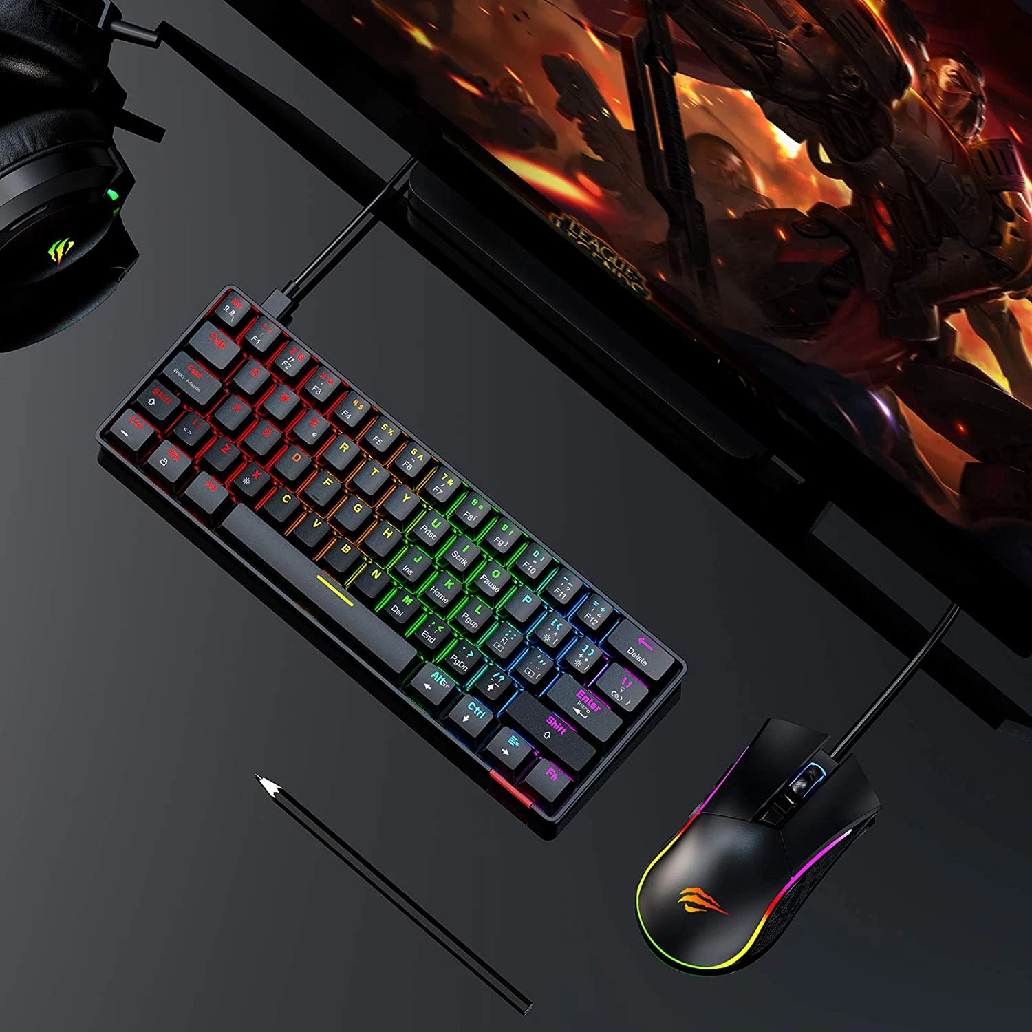 Gaming HAVIT KB611CM 60% Mechanical Keyboard & Programmable RGB Mouse Combo - 61 Keys Wired Type-C Backlit 2 Gaming HAVIT KB611CM 60% Mechanical Keyboard & Programmable RGB Mouse Combo - 61 Keys Wired Type-C Backlit