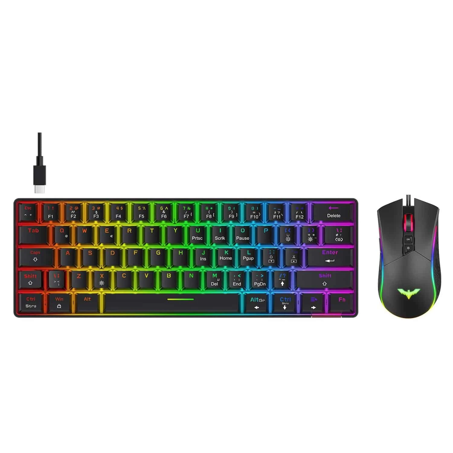 Gaming HAVIT KB611CM 60% Mechanical Keyboard & Programmable RGB Mouse Combo - 61 Keys Wired Type-C Backlit 1 Gaming HAVIT KB611CM 60% Mechanical Keyboard & Programmable RGB Mouse Combo - 61 Keys Wired Type-C Backlit