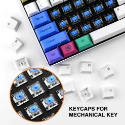 Gaming HAVIT KC25 PBT Keycaps 104 Keys With Puller For Cherry MX Mechanical Keyboard (White & Blue &Yellow)