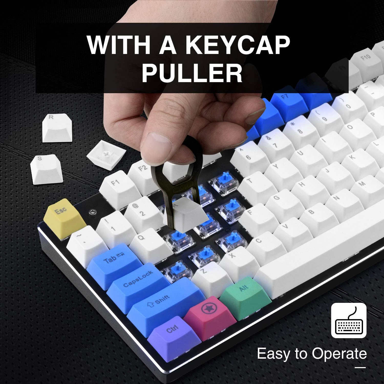 Gaming HAVIT KC25 PBT Keycaps 104 Keys With Puller For Cherry MX Mechanical Keyboard (White & Blue &Yellow) 9 Gaming HAVIT KC25 PBT Keycaps 104 Keys With Puller For Cherry MX Mechanical Keyboard (White & Blue &Yellow)