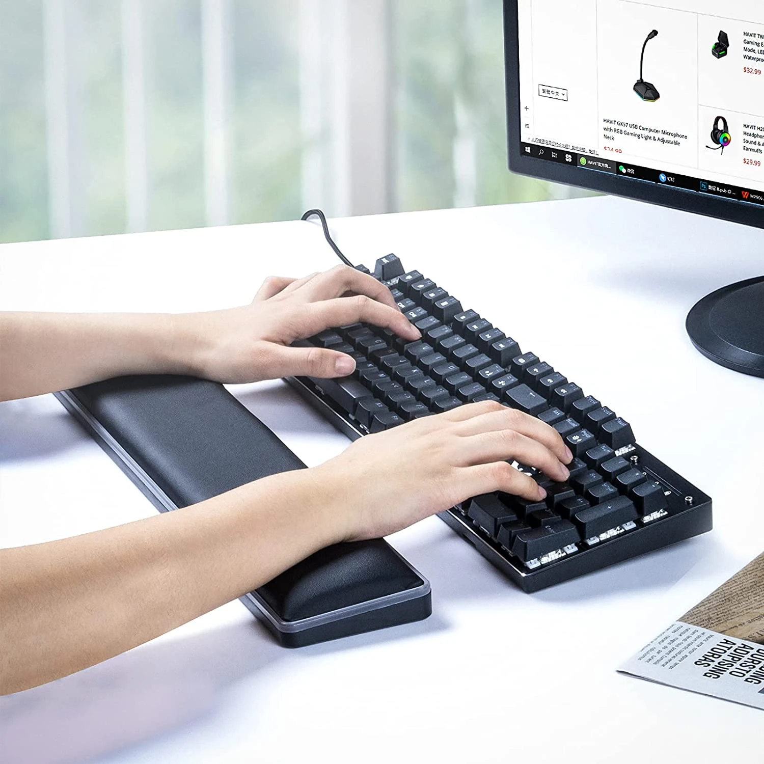 HAVIT MP906 RGB Keyboard Wrist Rest, Memory Foam Material, For Computer Laptop Office, PC Gaming 7 HAVIT MP906 RGB Keyboard Wrist Rest, Memory Foam Material, For Computer Laptop Office, PC Gaming