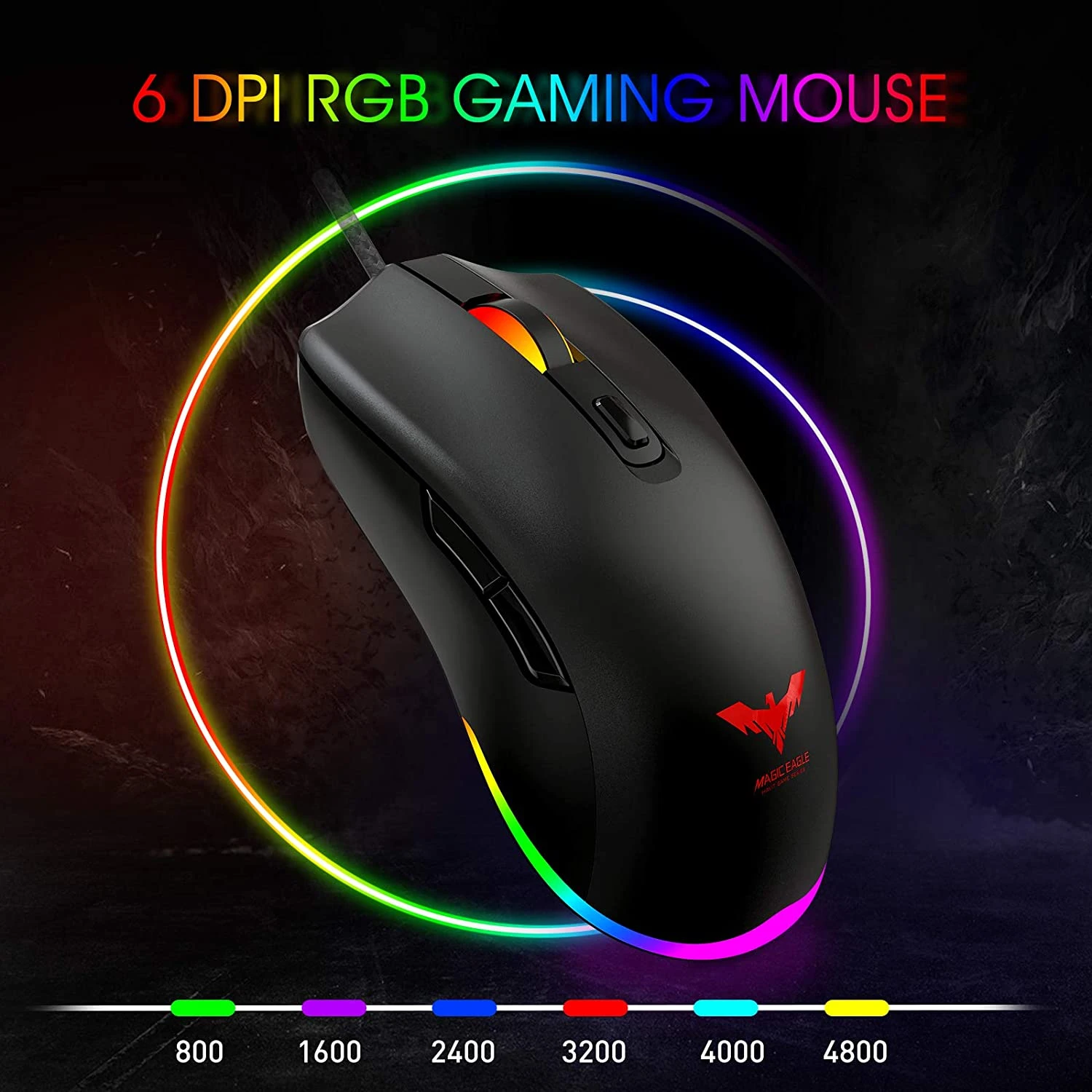 HAVIT MS732 RGB Gaming Mouse With 6400 DPI, 7 Color Backlights, 6 Buttons (2020 Version) 4 HAVIT MS732 RGB Gaming Mouse With 6400 DPI, 7 Color Backlights, 6 Buttons (2020 Version)