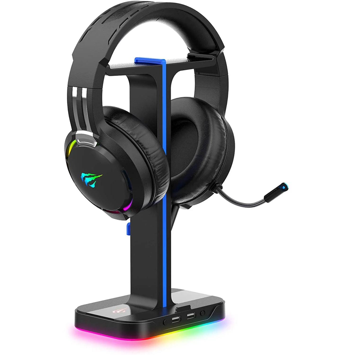 HAVIT TH650A RGB Gaming Headset & Dual Hanger Headphone Stand Set With Phone Holder & 2 USB Ports 1 HAVIT TH650A RGB Gaming Headset & Dual Hanger Headphone Stand Set With Phone Holder & 2 USB Ports