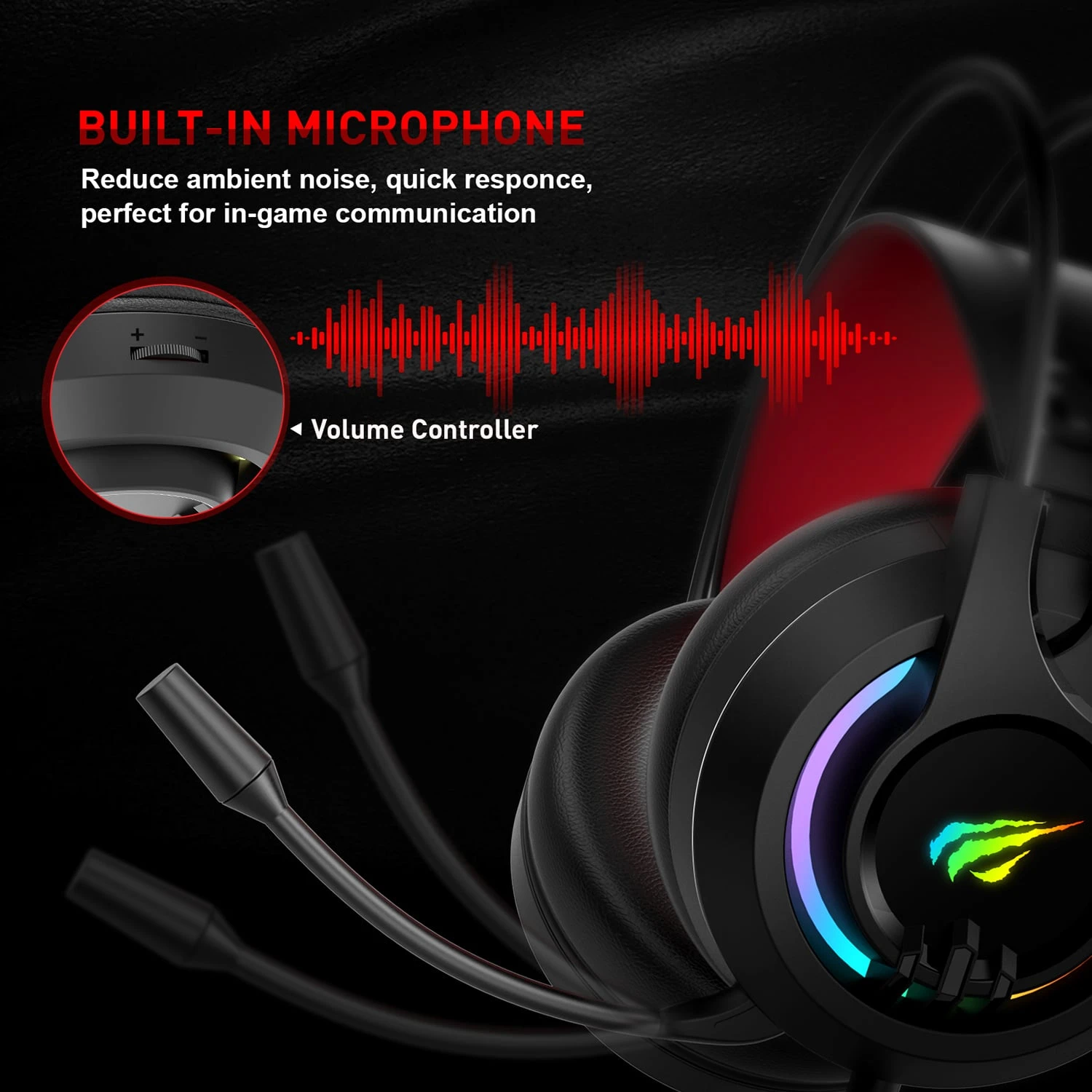 HAVIT H2020D RGB Gaming Headset With Stereo Surround Sound & Volume Control 3 HAVIT H2020D RGB Gaming Headset With Stereo Surround Sound & Volume Control