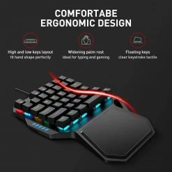HAVIT RK-B20 One Hand RGB Gaming Keyboard & Programmable Mouse Combo - 36 Keys USB Keypad With Wrist Rest