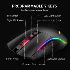 HAVIT RK-B20 One Hand RGB Gaming Keyboard & Programmable Mouse Combo - 36 Keys USB Keypad With Wrist Rest