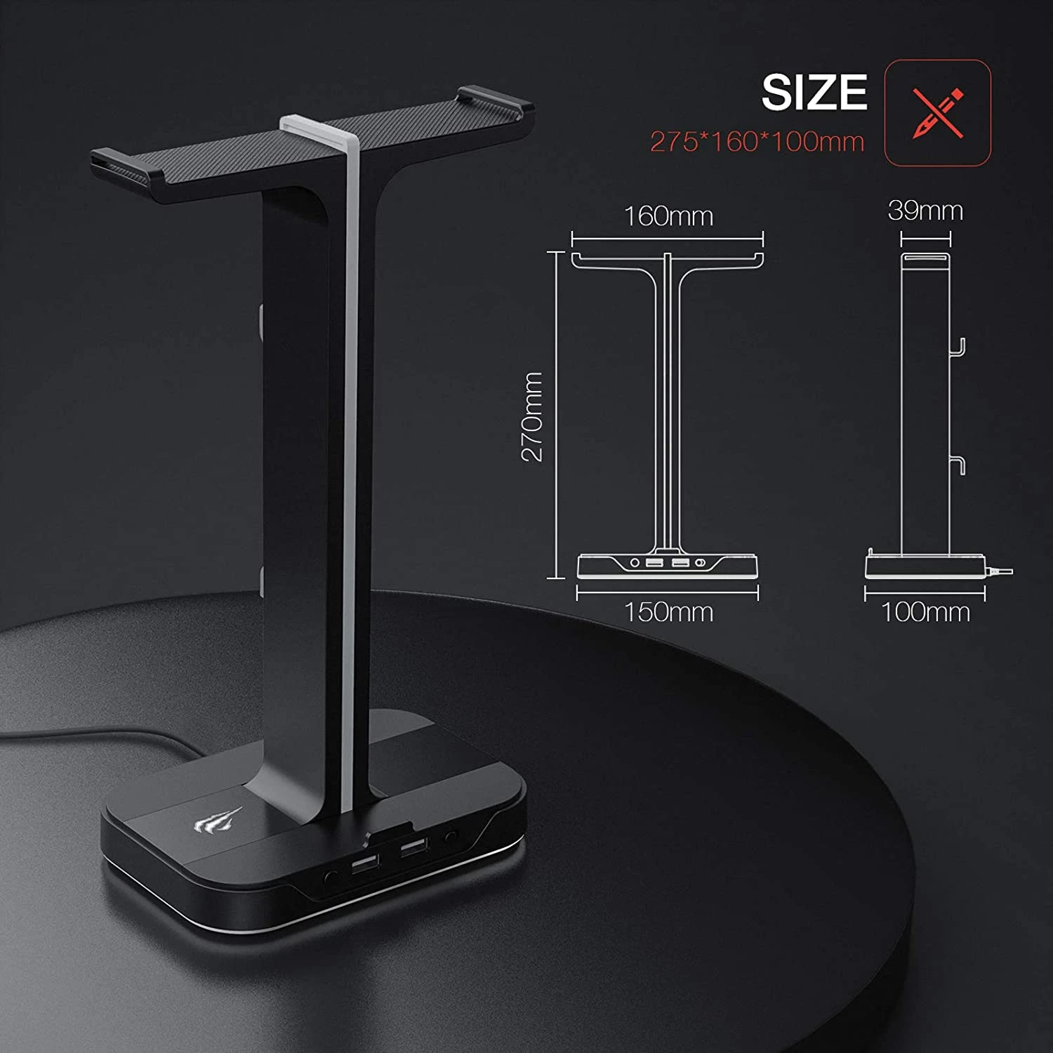 HAVIT TH650 RGB Headset Stand With Dual Hanger & 2 USB Ports Gaming 5 HAVIT TH650 RGB Headset Stand With Dual Hanger & 2 USB Ports Gaming