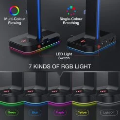 HAVIT TH650 RGB Headset Stand With Dual Hanger & 2 USB Ports Gaming 24 HAVIT TH650 RGB Headset Stand With Dual Hanger & 2 USB Ports Gaming
