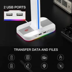 HAVIT TH650 RGB Headset Stand With Dual Hanger & 2 USB Ports Gaming 31 HAVIT TH650 RGB Headset Stand With Dual Hanger & 2 USB Ports Gaming