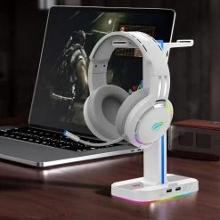 HAVIT TH650 RGB Headset Stand With Dual Hanger & 2 USB Ports Gaming 33 HAVIT TH650 RGB Headset Stand With Dual Hanger & 2 USB Ports Gaming