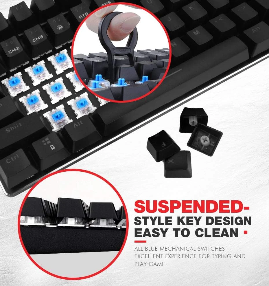 HAVIT HV-KB435L Tenkeyless Mechanical Keyboard, 87 Keys, RGB Backlights 5 HAVIT HV-KB435L Tenkeyless Mechanical Keyboard, 87 Keys, RGB Backlights