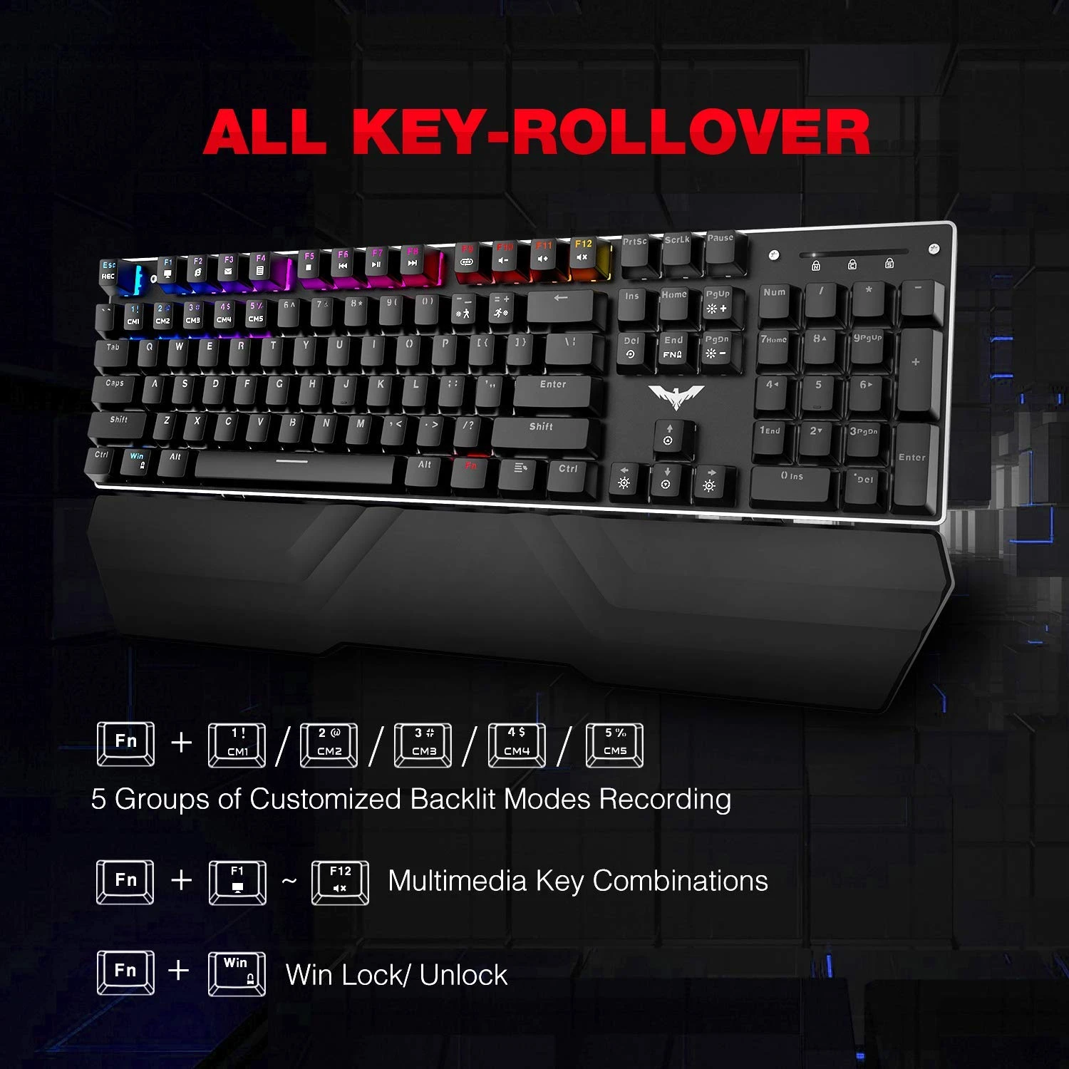 HAVIT KB389L Mechanical Keyboard And Mouse Combo 104 Keys With Detachable Wrist Rest 7 HAVIT KB389L Mechanical Keyboard And Mouse Combo 104 Keys With Detachable Wrist Rest