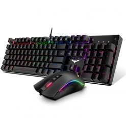 HAVIT Mechanical Gaming Keyboard And Mouse Combo 104 Keys With Rainbow Backlit
